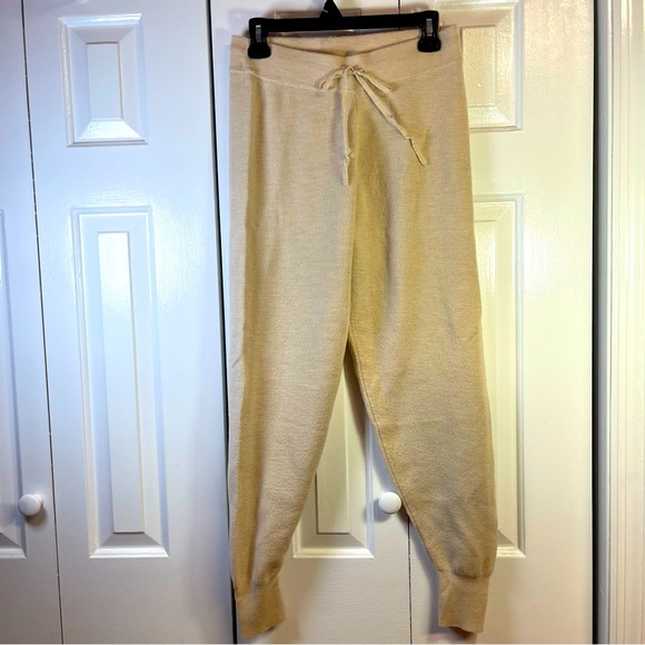 J Crew Camel Colored Super Soft‎ Joggers 100% Merino Wool Size Small O8 - Picture 1 of 6
